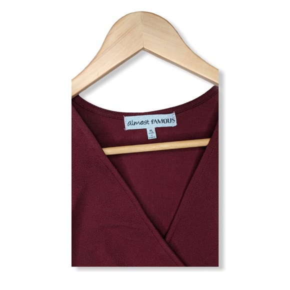 Burgundy Ruched Side Mini Dress - Picture 4 of 8